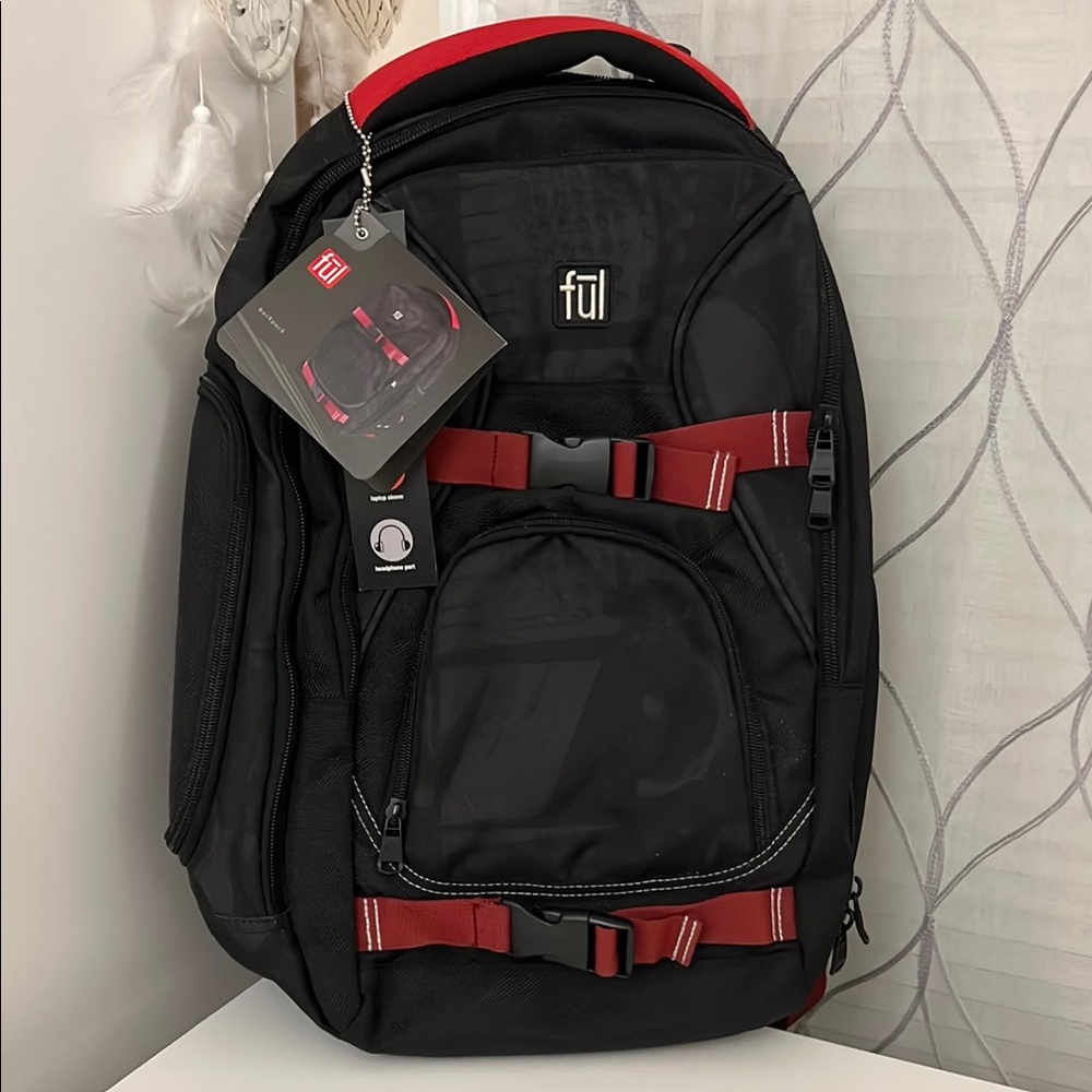 Ful Padded Laptop Compartment Red and Black Backpack